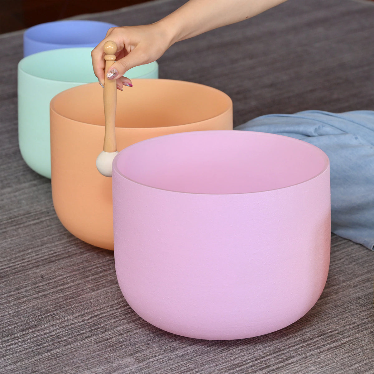 Kristall-Klangschalen Set Macaron – Schalen in verschiedenen Grössen
