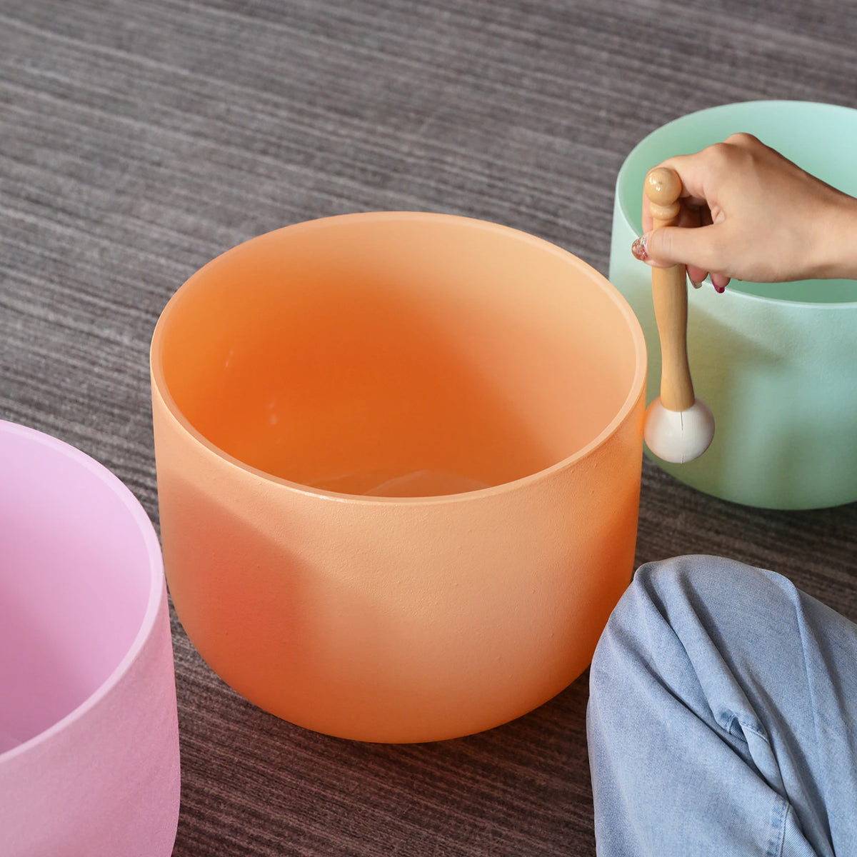 Kristall-Klangschalen Set Macaron – Ansicht von oben