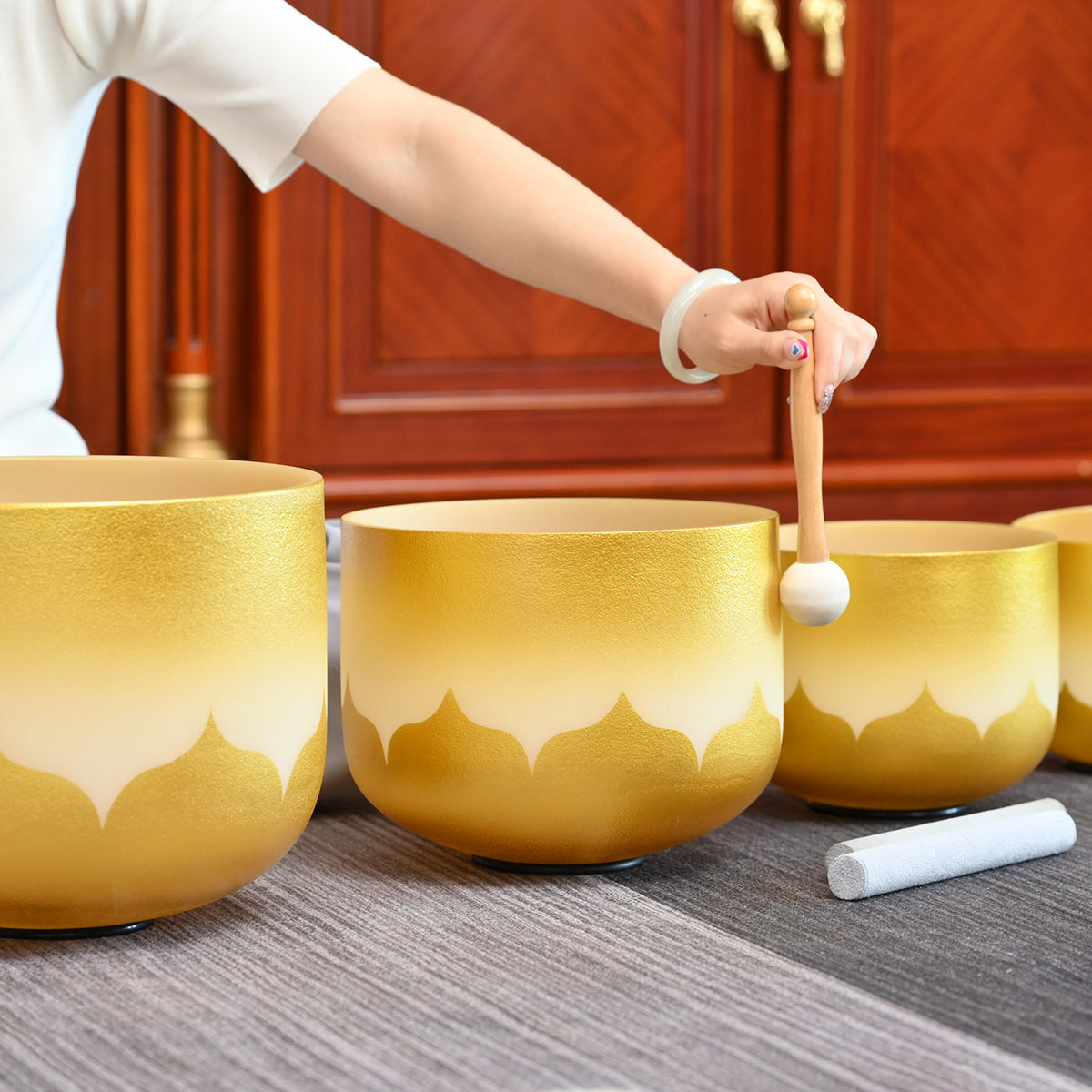 Kristall-Klangschalen Set Lotus – Schalen in verschiedenen Grössen